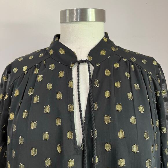 Crown & Ivy Black & Gold Clip Dot Long Sleeve Mini Dress Size L - Picture 5 of 8